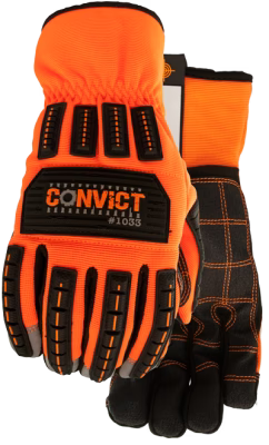 Watson Gloves 1033 – Convict PVC Palm Gloves, Orange/Black (XL)