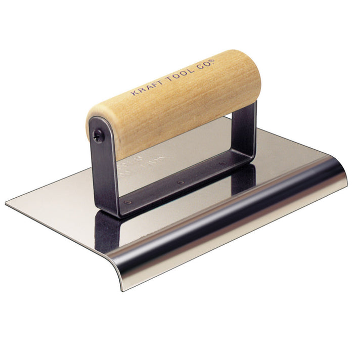 Kraft CF188 – 9" x 4" 1/2" Radius NY Stainless Steel Highway Edger (Wood Handle)
