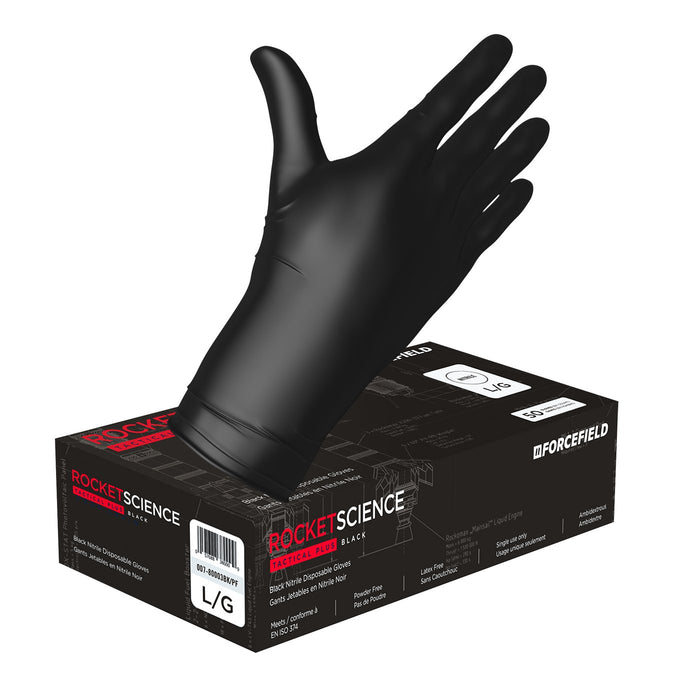 Forcefield 80002BK – Rocket Science Nitrile Disposable Gloves, 8mil Black (Medium)