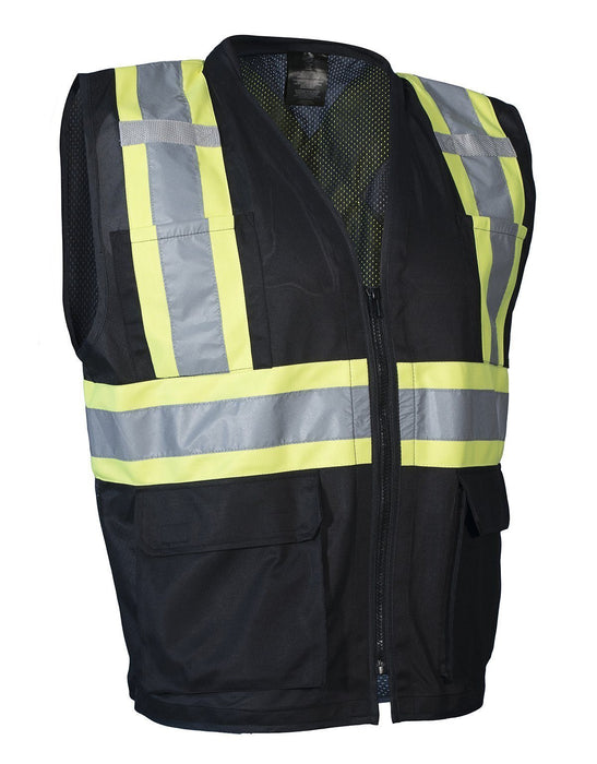 Forcefield 022-TV188BK-S/M – Hi-Vis Mesh Safety Vest, Zipper Front (S/M)
