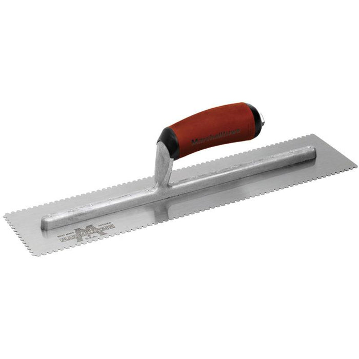 Marshalltown DU655SD – Three-Sided Notched Trowel (1/8" x 1/8" x 1/8" Flat V) with DuraSoft Handle