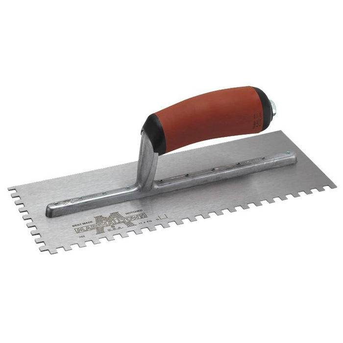 Marshalltown 776SDL – 1/4" x 3/8" x 1/4" Square Notch Trowel with DuraSoft Handle (Left-Hand)