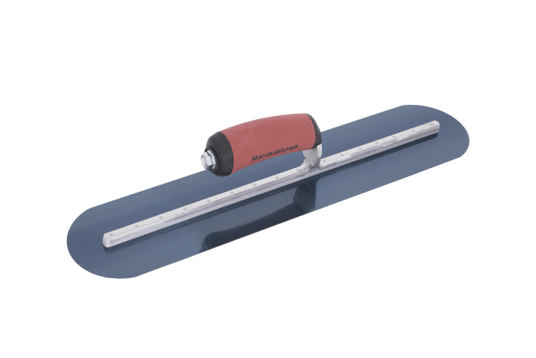Marshalltown MXS81BRD – 18" x 4" Blue Steel Finishing Trowel, Fully Rounded with Curved DuraSoft Handle