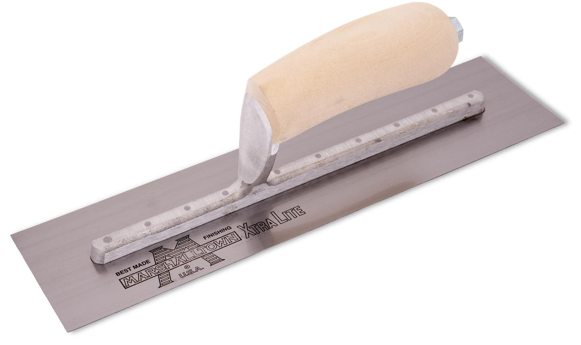 Marshalltown MXS7 – 12" x 5" Finishing Trowel with Curved Wood Handle