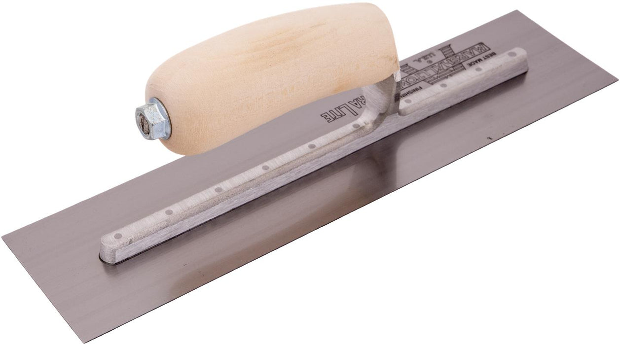Marshalltown MXS56 – 12" x 3" Finishing Trowel with Curved Wood Handle