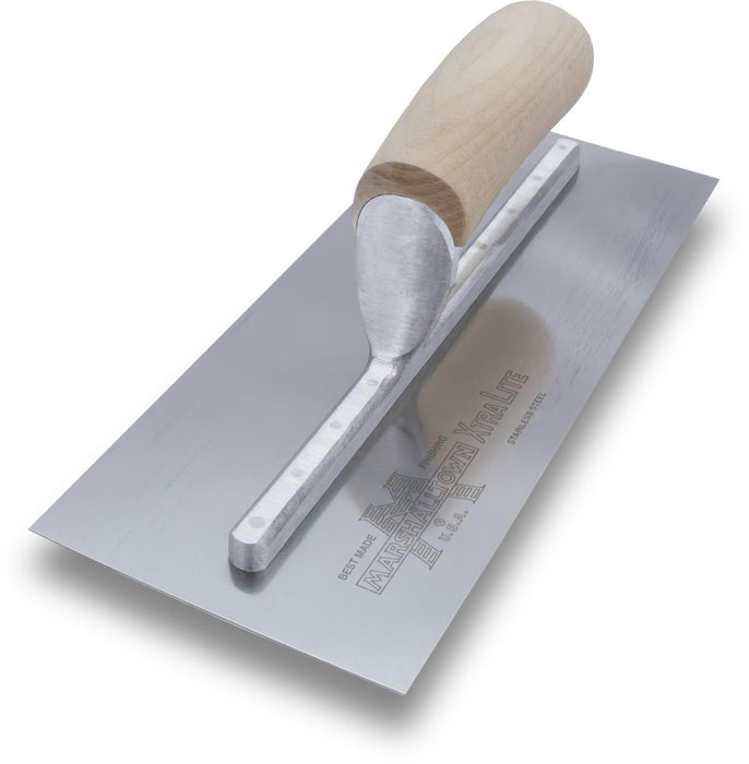 Marshalltown MXS62SS – 12" x 4" Stainless Steel Finishing Trowel with Curved Wood Handle