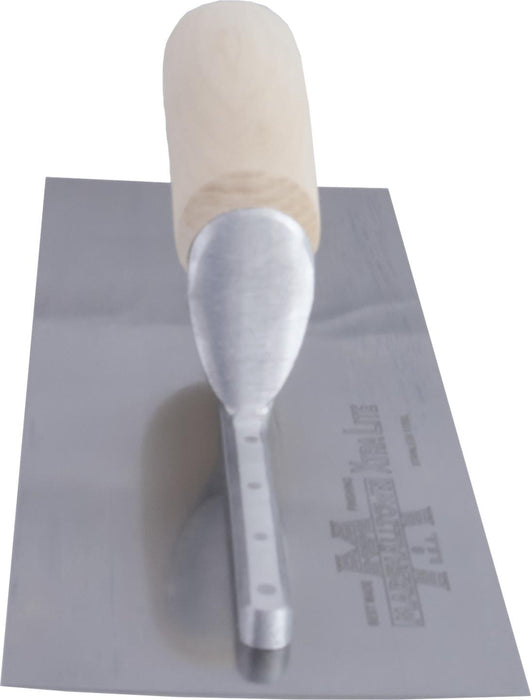 Marshalltown MXS62SS – 12" x 4" Stainless Steel Finishing Trowel with Curved Wood Handle