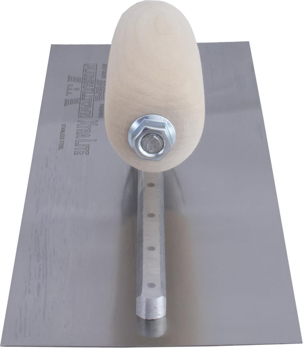 Marshalltown MXS62SS – 12" x 4" Stainless Steel Finishing Trowel with Curved Wood Handle
