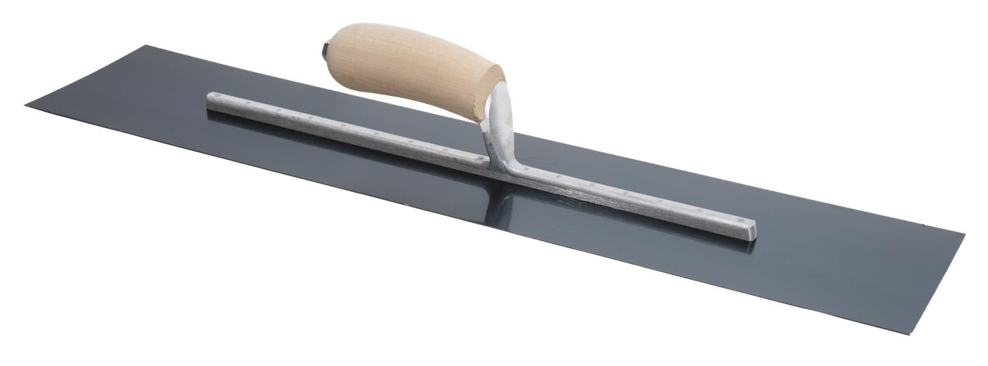 Marshalltown MXS205B – 20" x 5" Blue Steel Finishing Trowel with Curved Wood Handle
