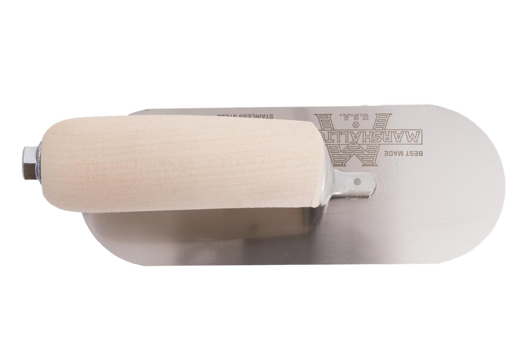 Marshalltown SP83SSR3 – 8" x 3" Stainless Steel Pool Trowel (3 Exposed Rivets, Wood Handle)