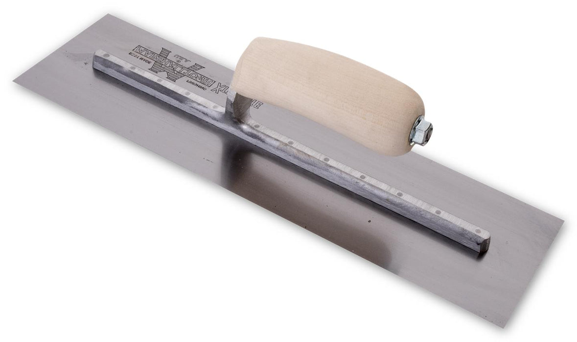 Marshalltown MXS64 – 14" x 4" Finishing Trowel with Curved Wood Handle