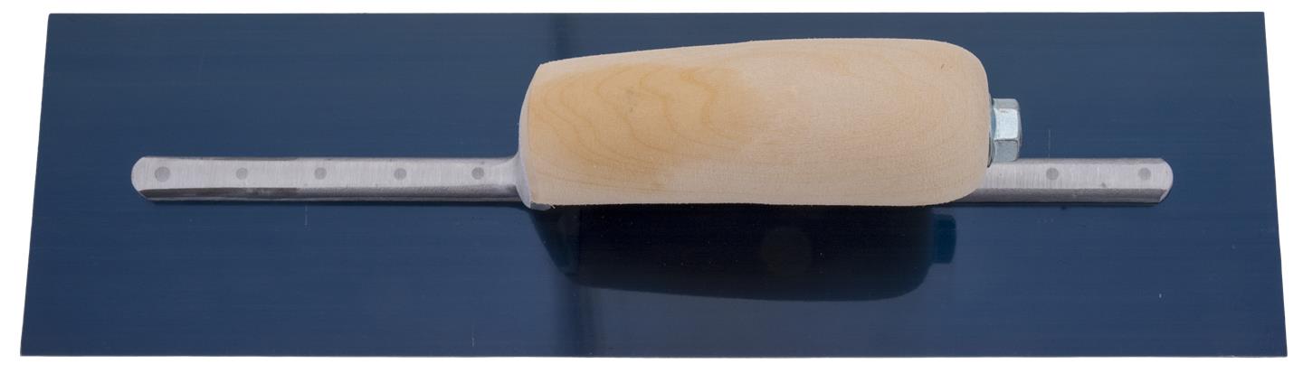 Marshalltown MXS64B – 14" x 4" Blue Steel Finishing Trowel with Curved Wood Handle