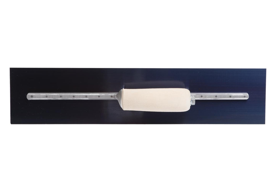 Marshalltown MXS66B – 16" x 4" Blue Steel Finishing Trowel with Curved Wood Handle