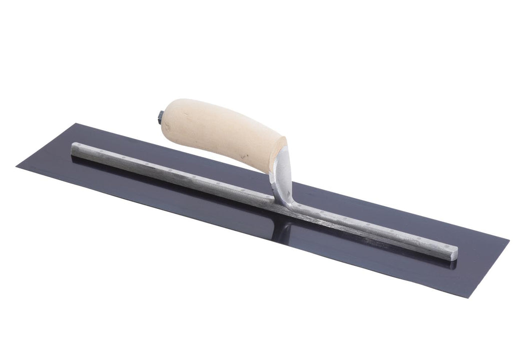 Marshalltown MXS165B – 16" x 5" Blue Steel Finishing Trowel with Curved Wood Handle