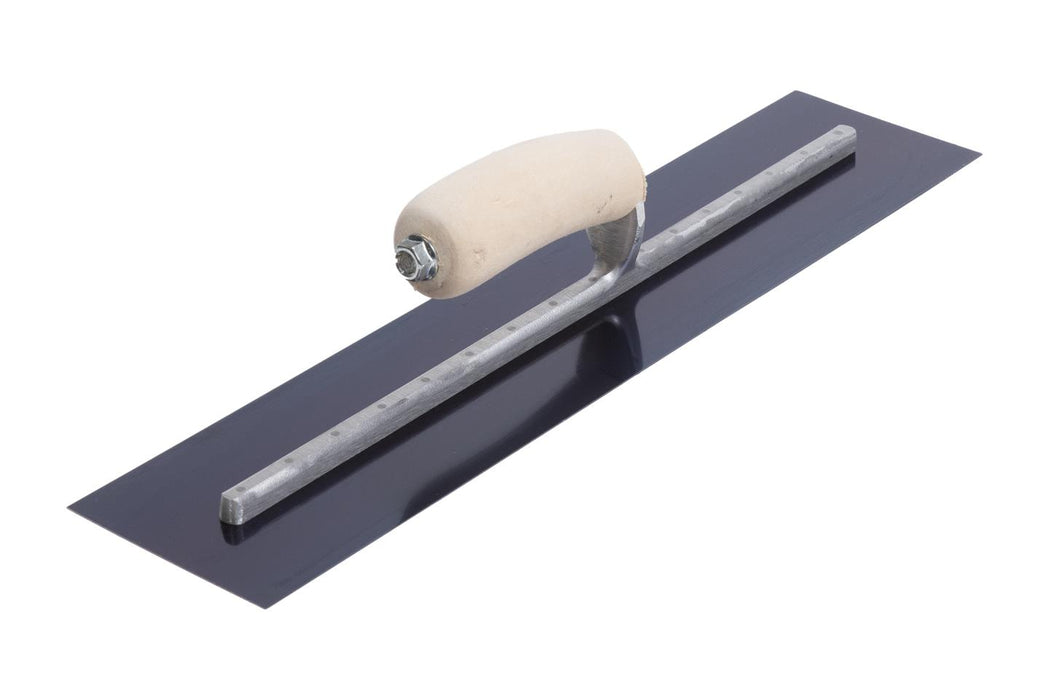 Marshalltown MXS815B – 18" x 5" Blue Steel Finishing Trowel with Curved Wood Handle