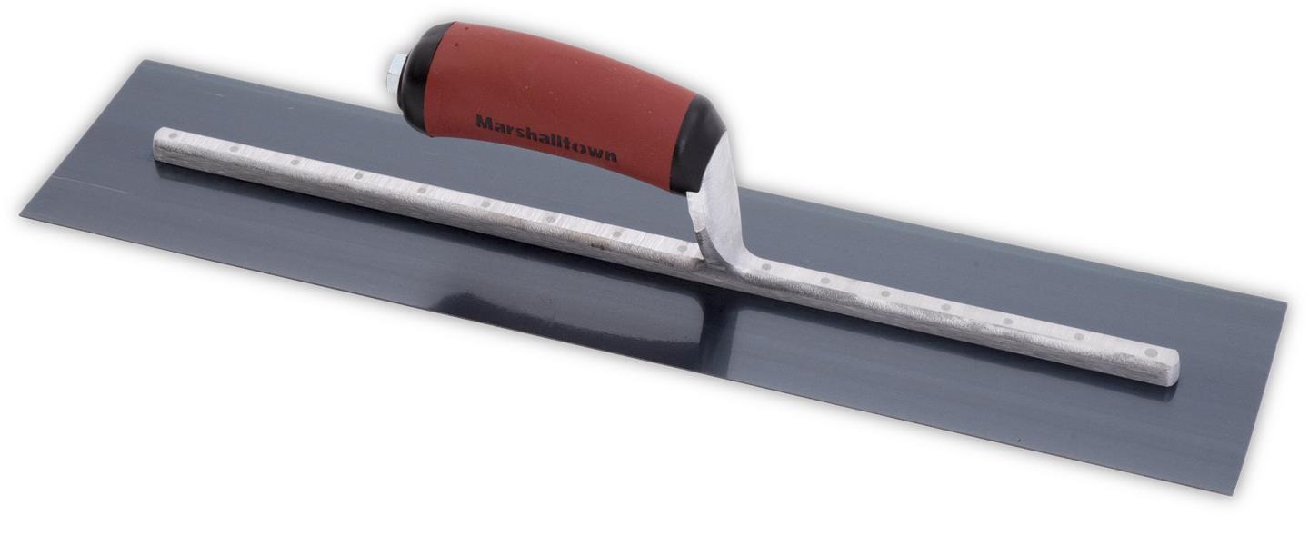 Marshalltown MXS81BD – 18" x 4" Blue Steel Finishing Trowel with Curved DuraSoft Handle