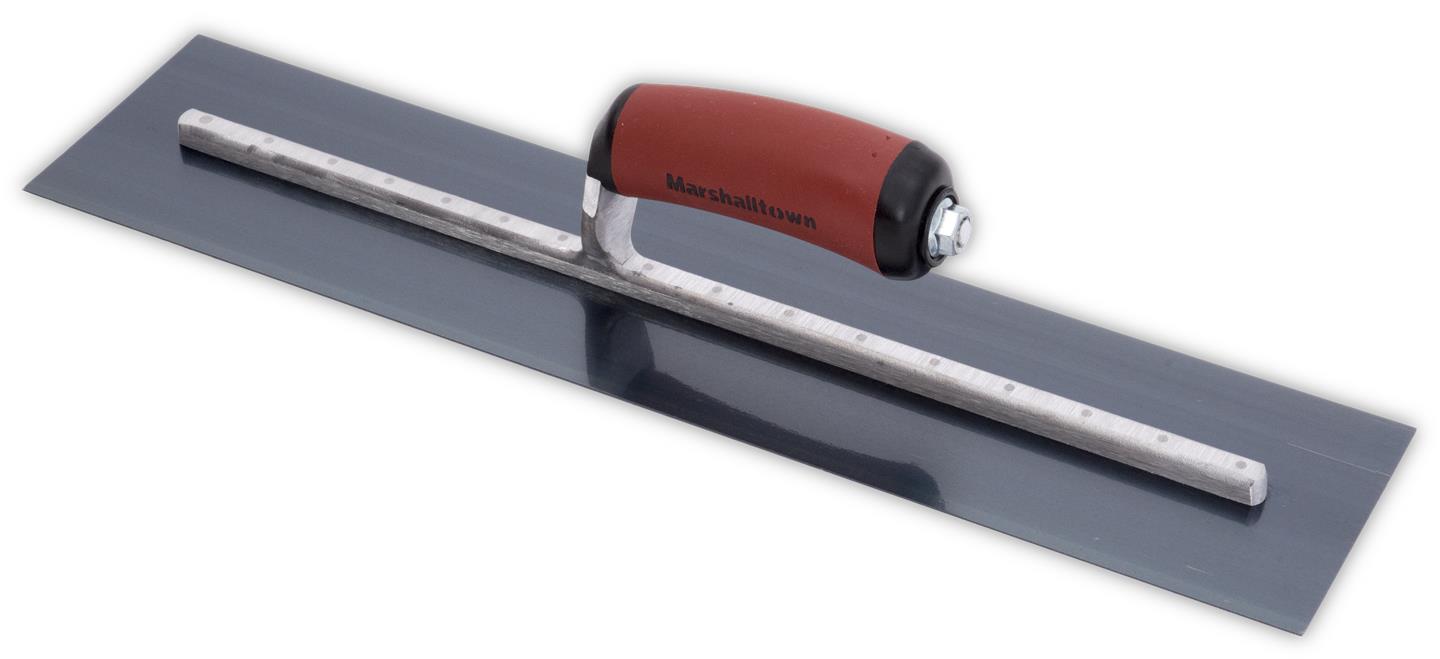 Marshalltown MXS81BD – 18" x 4" Blue Steel Finishing Trowel with Curved DuraSoft Handle