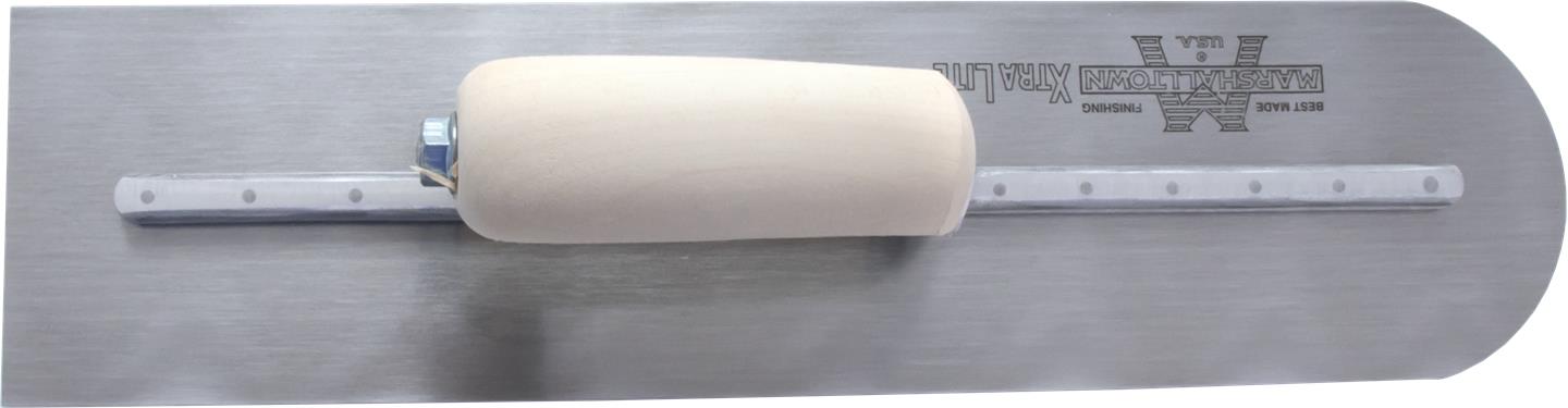 Marshalltown MXS205RE – 20" x 5" Finishing Trowel, Round Front with Curved Wood Handle