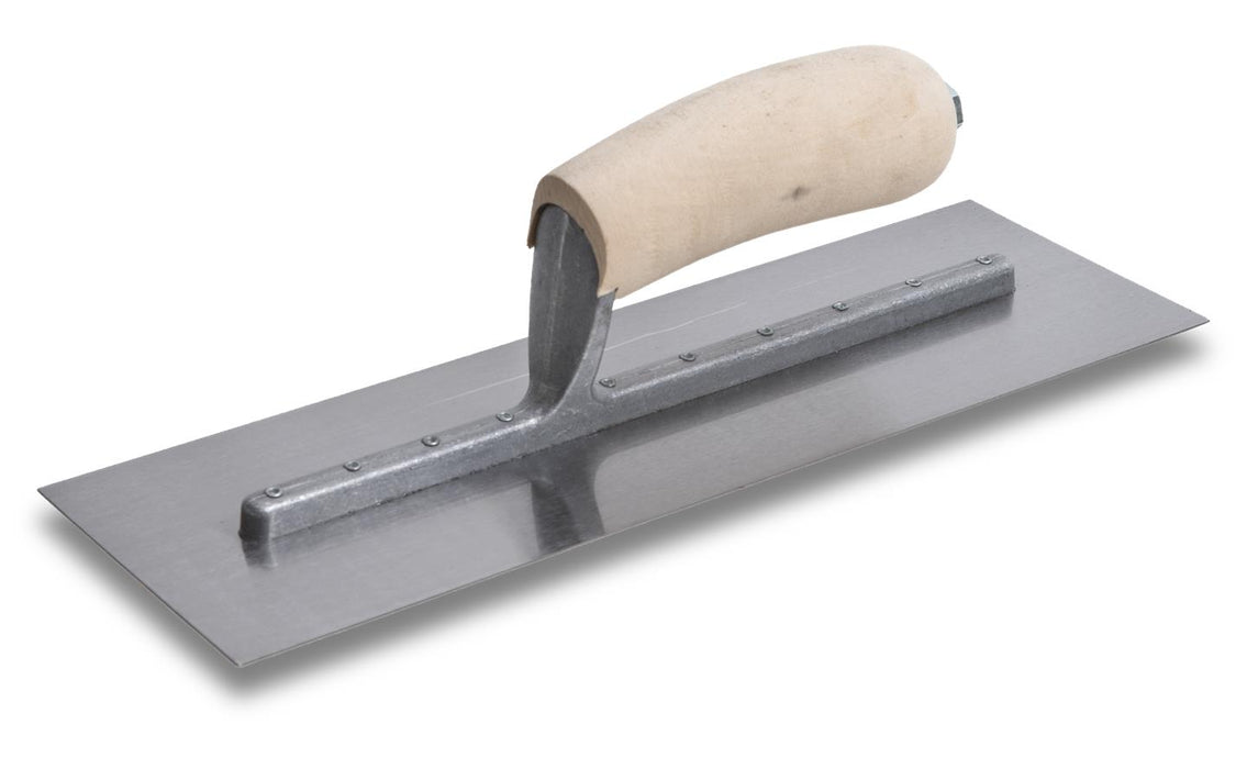 Marshalltown FT362 – 12" x 4" Finishing Trowel with Curved Wood Handle