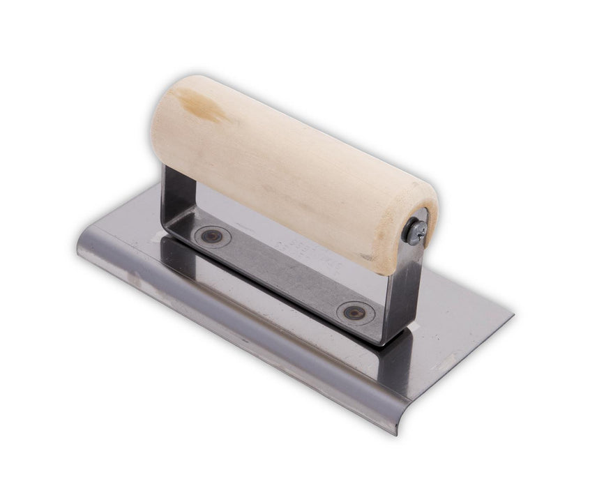 Marshalltown CE505S – 6" x 3 1/2" Stainless Steel Hand Edger with Wood Handle
