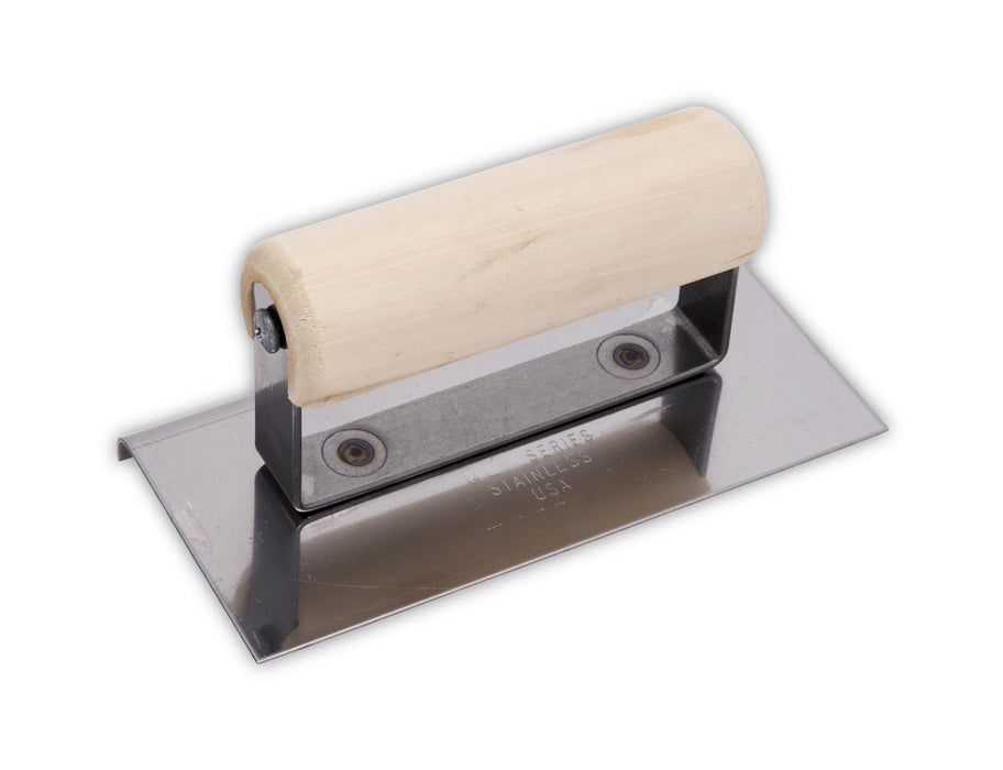 Marshalltown CE505S – 6" x 3 1/2" Stainless Steel Hand Edger with Wood Handle