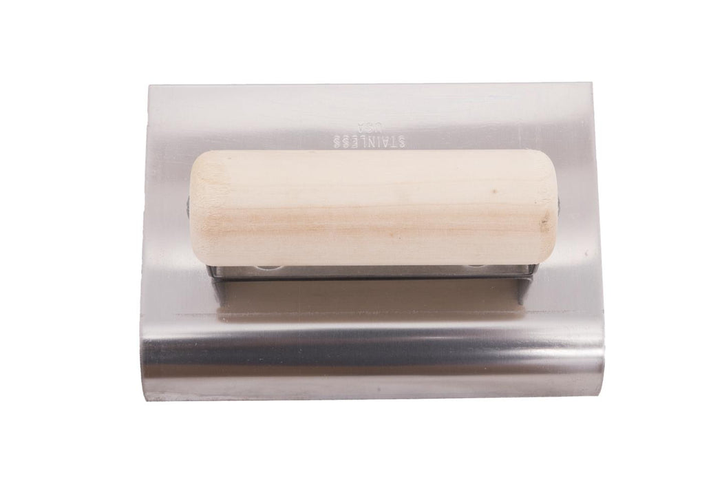 Marshalltown CE509S – 6" x 4" Stainless Steel Hand Edger (1/2" Radius, 5/8" Lip) with Wood Handle