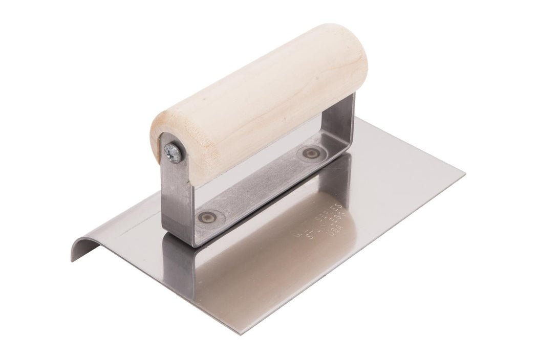 Marshalltown CE509S – 6" x 4" Stainless Steel Hand Edger (1/2" Radius, 5/8" Lip) with Wood Handle