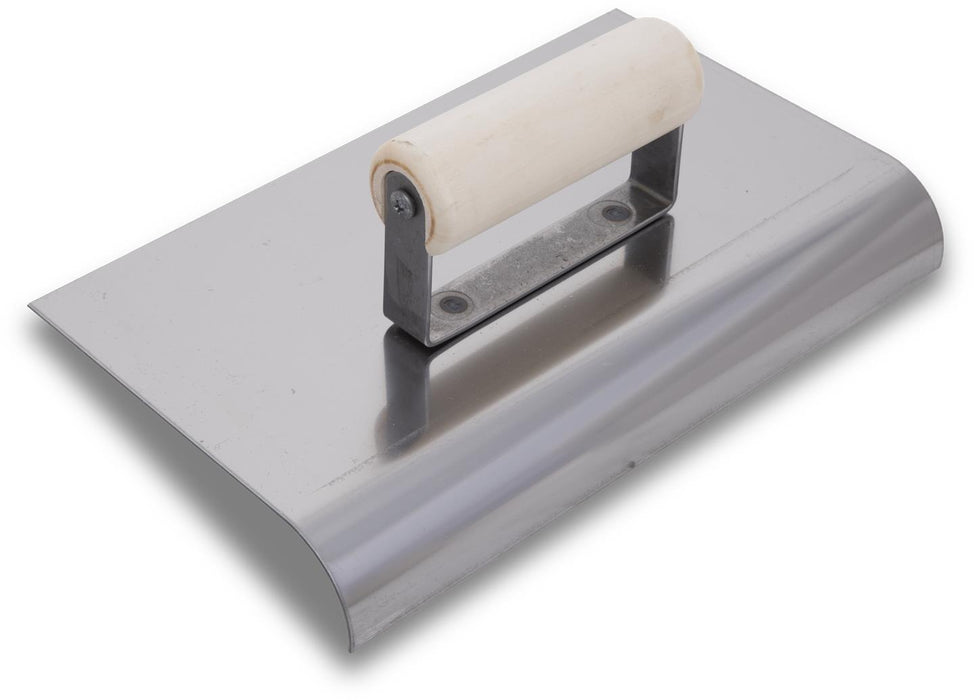 Marshalltown CE531S – 10" x 6" Stainless Steel Hand Edger (3/8" Radius, 1/2" Lip) with Wood Handle
