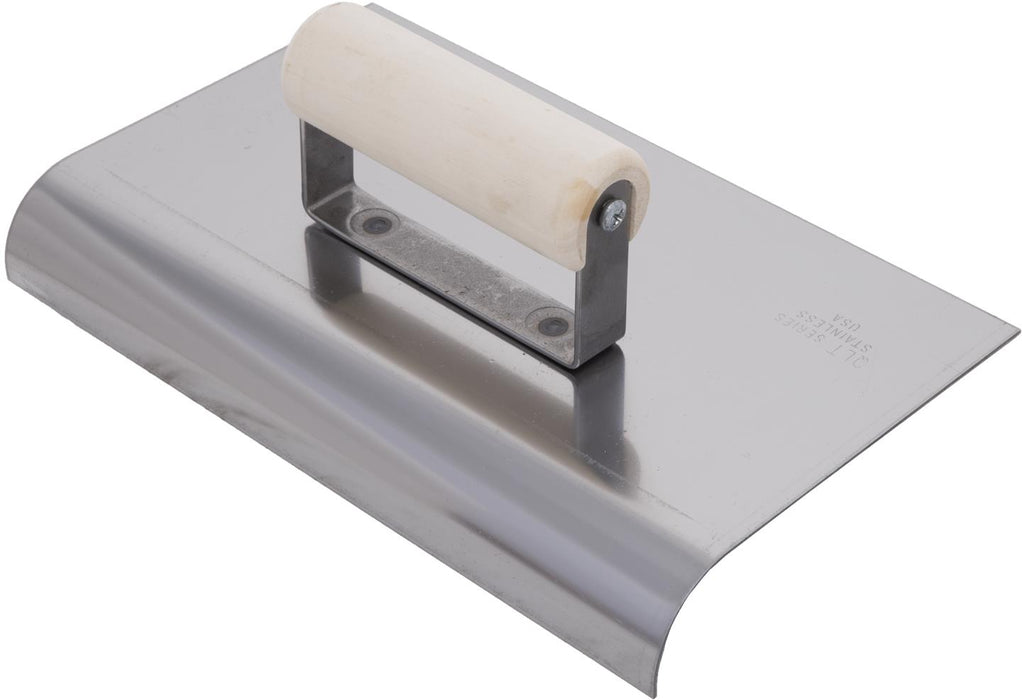 Marshalltown CE531S – 10" x 6" Stainless Steel Hand Edger (3/8" Radius, 1/2" Lip) with Wood Handle