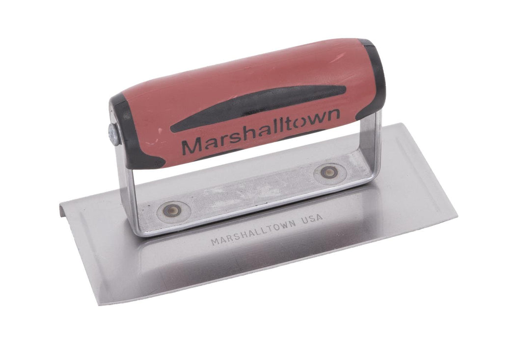 Marshalltown 136BD – 6" x 3" Blue Steel Edger with Curved Ends (DuraSoft Handle)