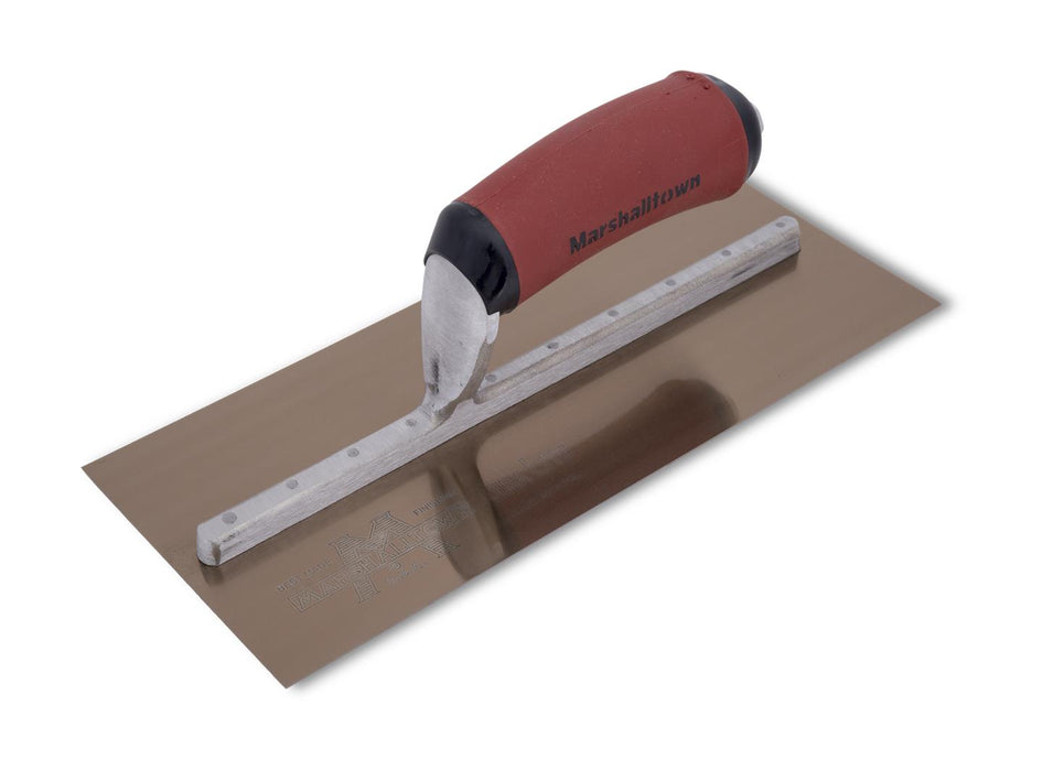Marshalltown MXS1GSD – 11" x 4-1/2" Gold Stainless Finishing Trowel with Curved DuraSoft Handle