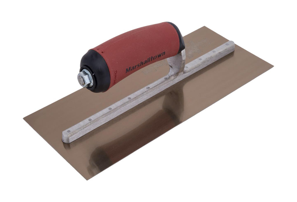 Marshalltown MXS1GSD – 11" x 4-1/2" Gold Stainless Finishing Trowel with Curved DuraSoft Handle