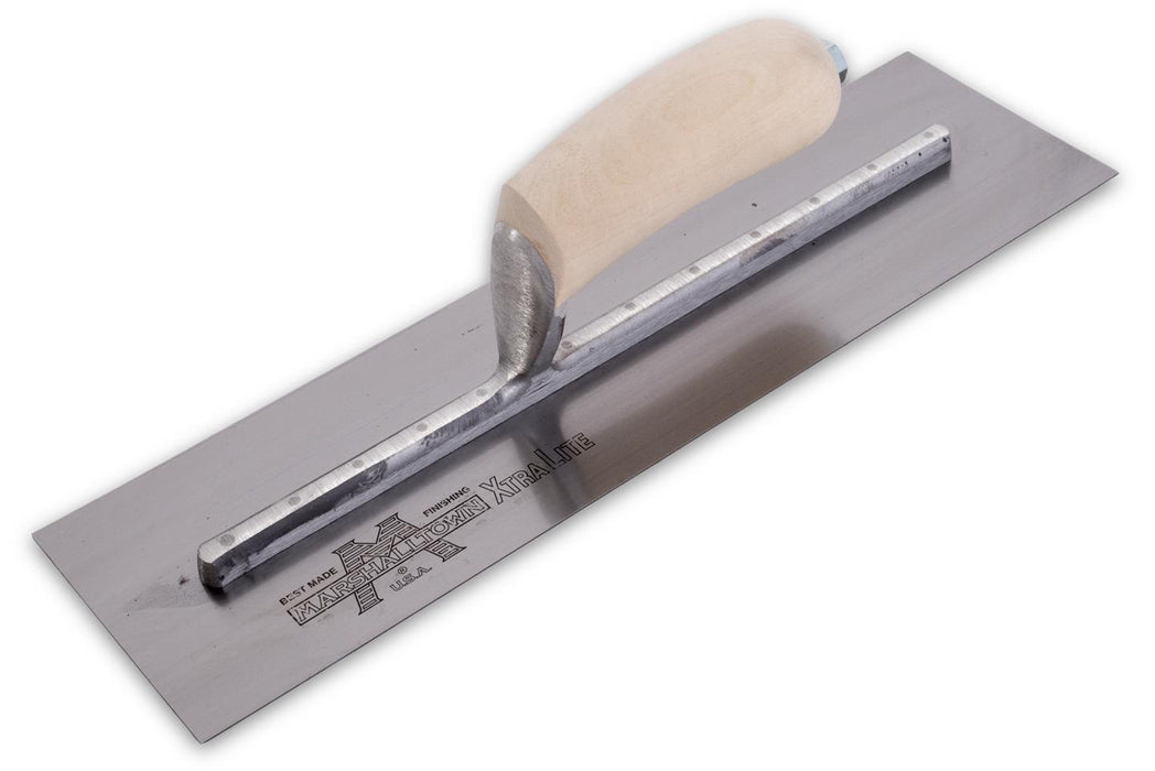 Marshalltown MXS73 – 14" x 4-3/4" Finishing Trowel with Curved Wood Handle