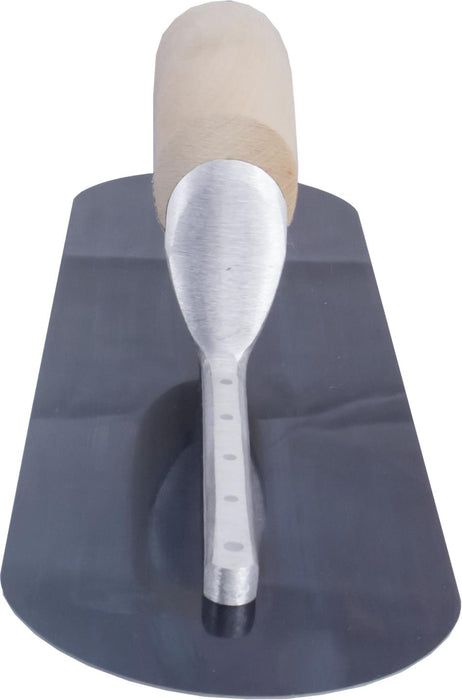 Marshalltown MXS64BFR – 14" x 4" Blue Steel Finishing Trowel, Fully Rounded with Curved Wood Handle