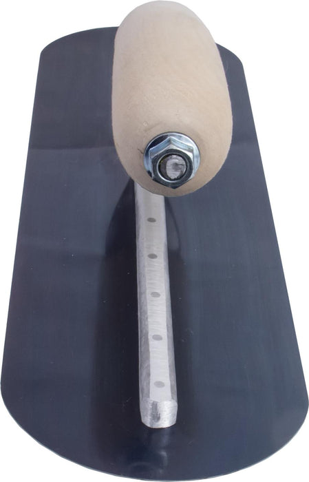 Marshalltown MXS66BFR – 16" x 4" Blue Steel Finishing Trowel, Fully Rounded with Curved Wood Handle