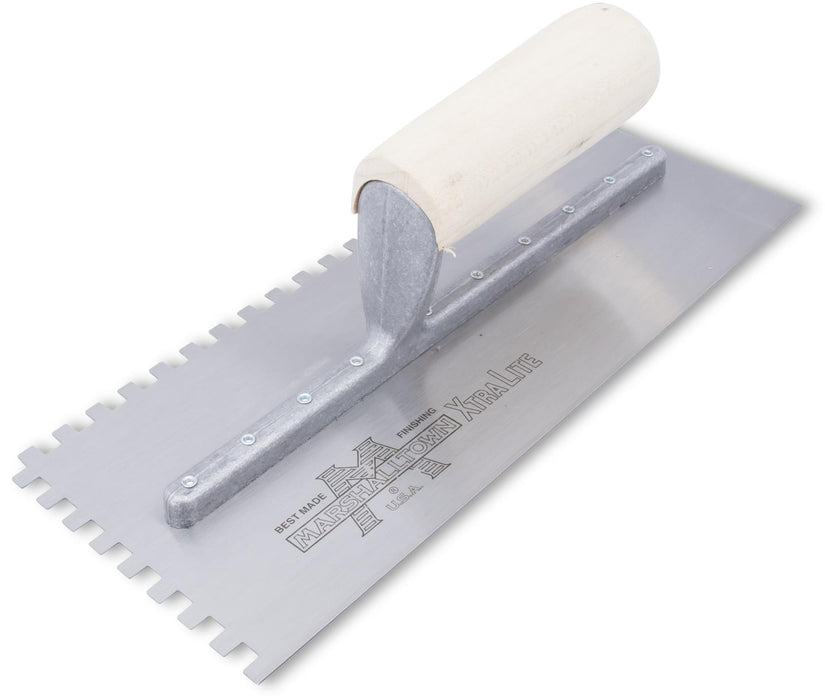 Marshalltown 702 – 1/4" x 1/4" x 1/4" Square Notch Trowel with Straight Handle