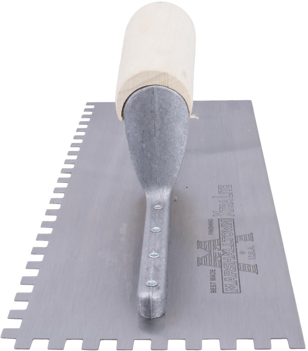 Marshalltown 702 – 1/4" x 1/4" x 1/4" Square Notch Trowel with Straight Handle
