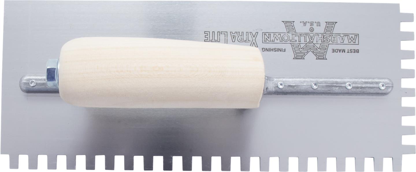 Marshalltown 776S – 1/4" x 3/8" x 1/4" Square Notch Trowel with Curved Handle