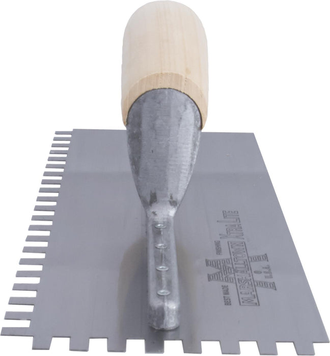 Marshalltown 776S – 1/4" x 3/8" x 1/4" Square Notch Trowel with Curved Handle