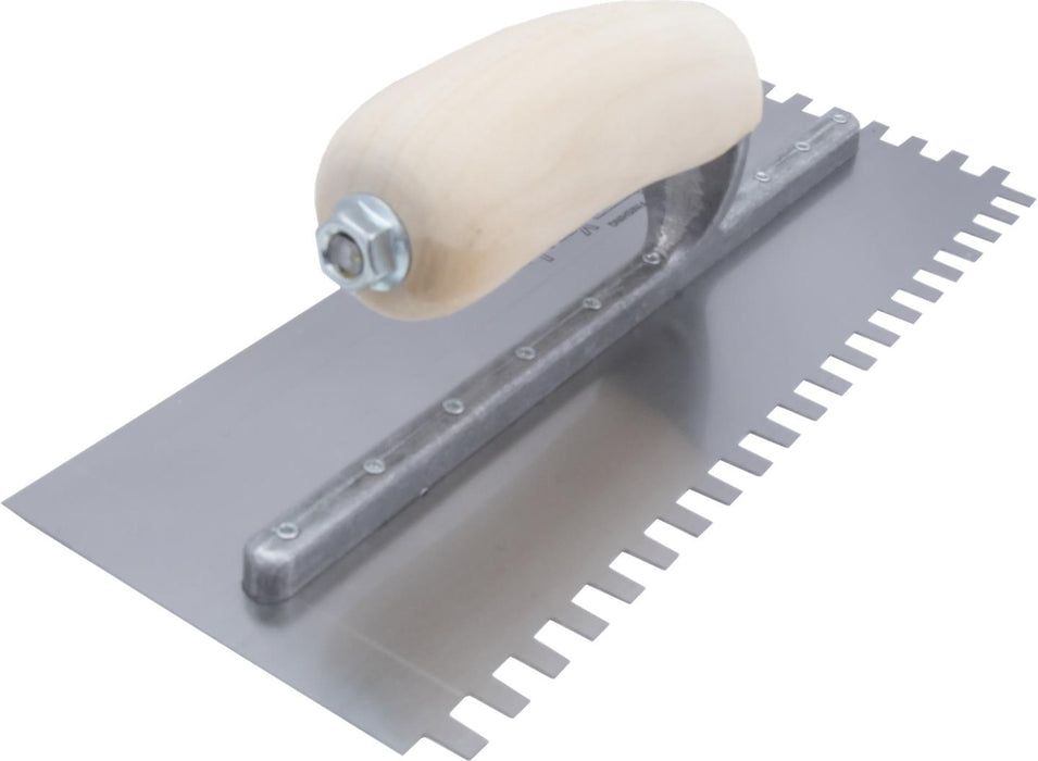 Marshalltown 776S – 1/4" x 3/8" x 1/4" Square Notch Trowel with Curved Handle