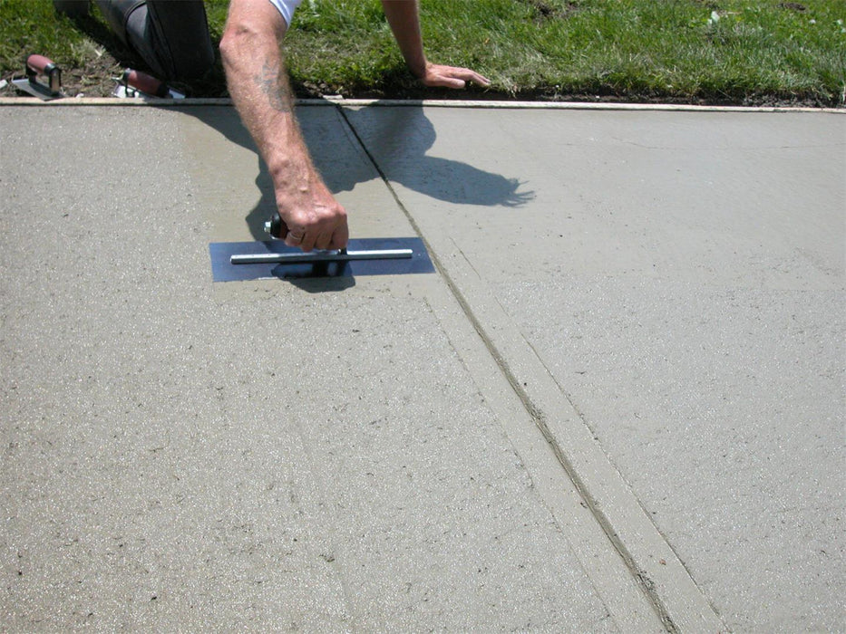 Marshalltown MXS57BD – 14" x 3" Blue Steel Finishing Trowel with Curved DuraSoft Handle