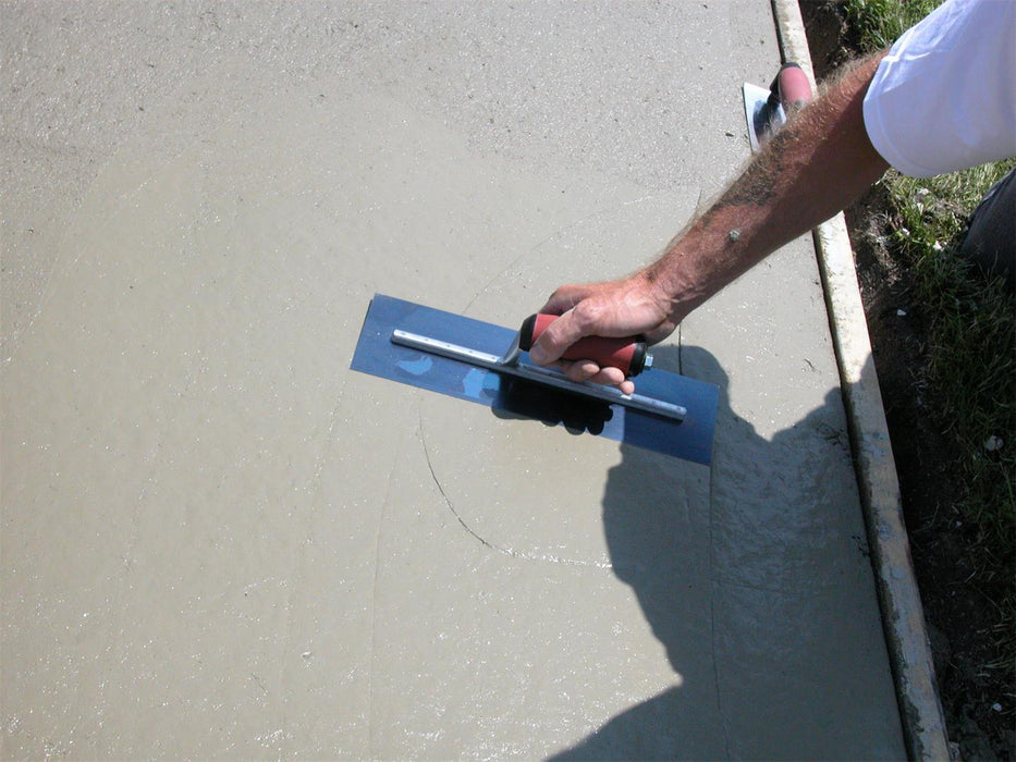 Marshalltown MXS64BD – 14" x 4" Blue Steel Finishing Trowel with Curved DuraSoft Handle