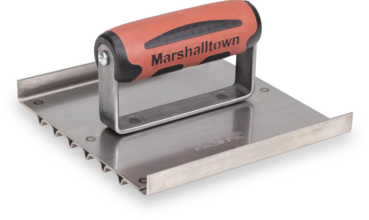 Marshalltown 4282D – 6" x 6" Stainless Steel Safety Groover (6 Grooves, 1/8" Radius, DuraSoft Handle)