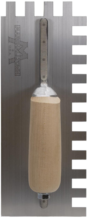 Marshalltown 781S – 1/2" x 3/4" x 1/2" Square Notch Trowel with Curved Handle