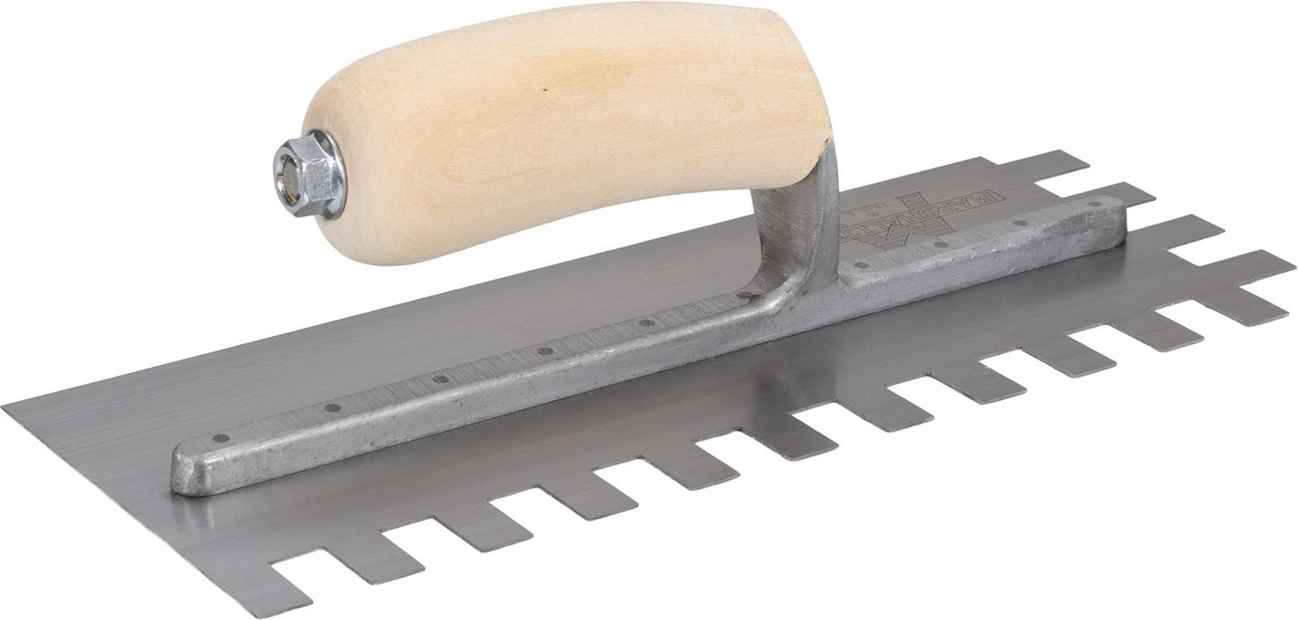 Marshalltown 781S – 1/2" x 3/4" x 1/2" Square Notch Trowel with Curved Handle