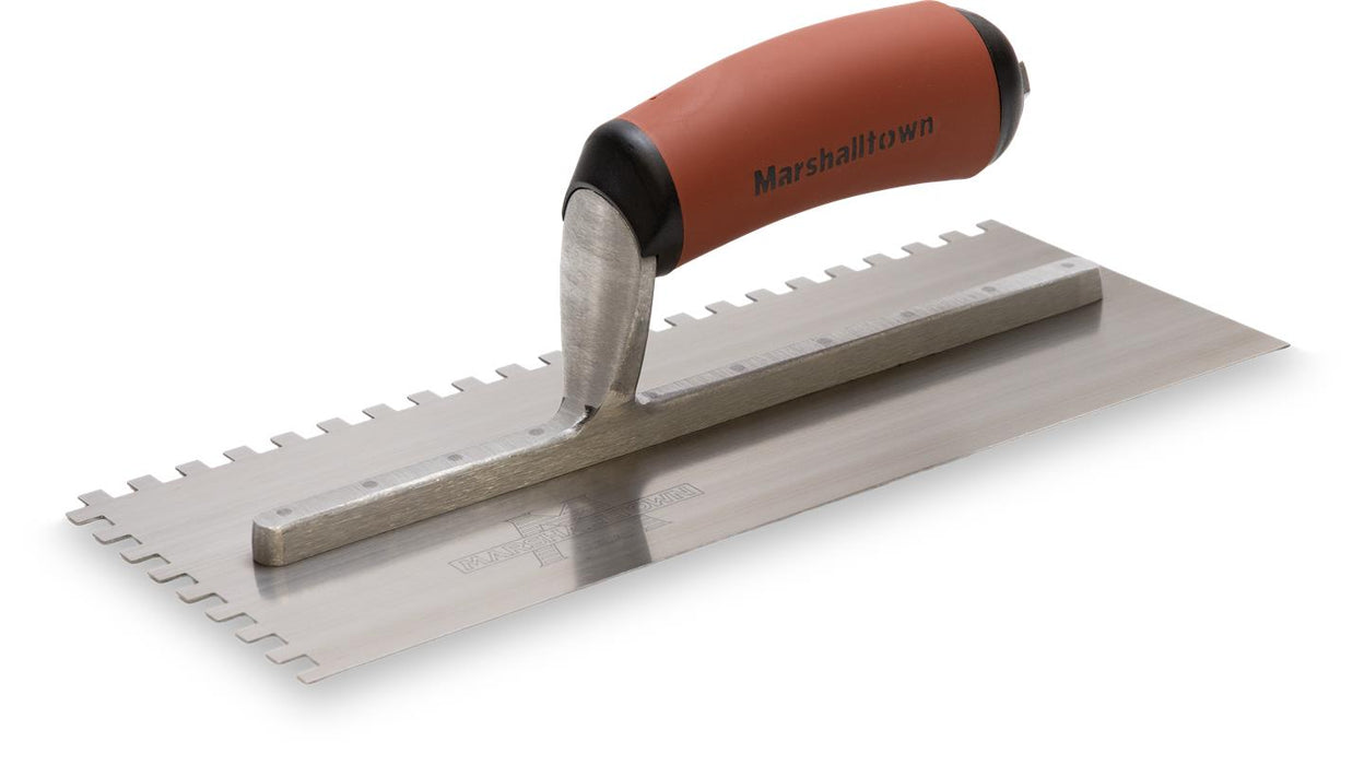 Marshalltown 702SD – 1/4" x 1/4" x 1/4" Square Notch Trowel with DuraSoft Handle