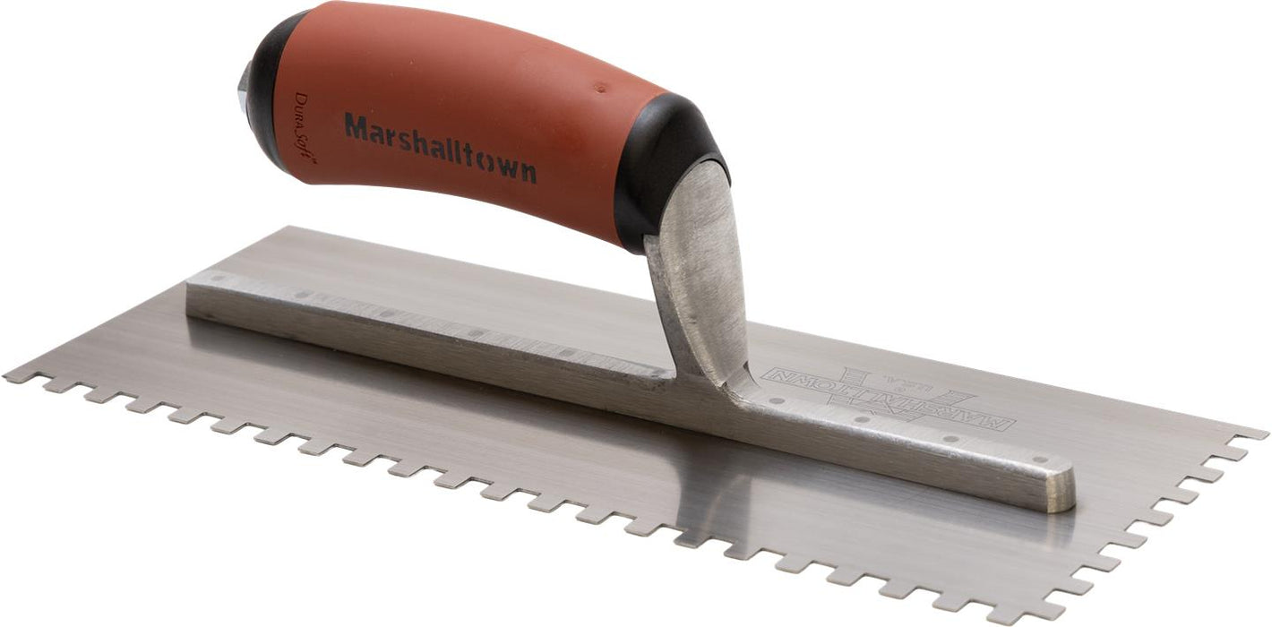 Marshalltown 702SD – 1/4" x 1/4" x 1/4" Square Notch Trowel with DuraSoft Handle