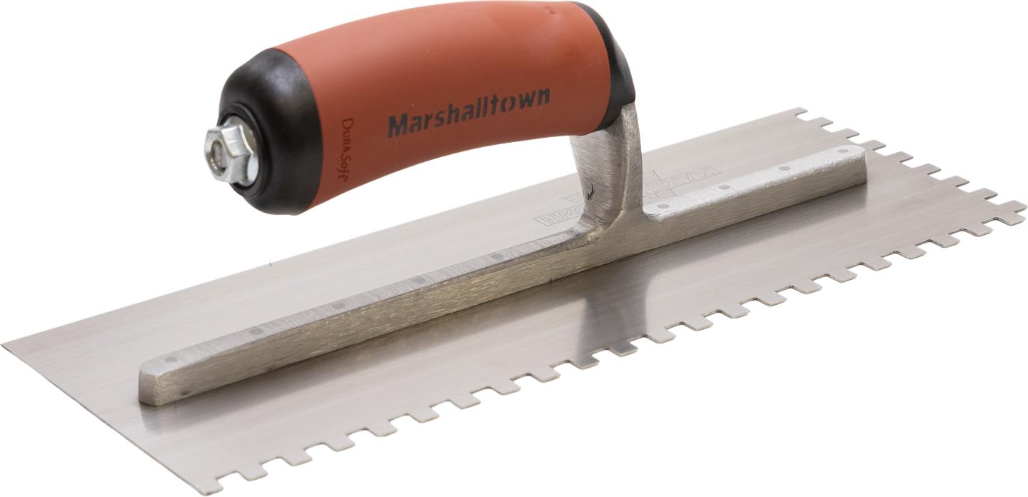 Marshalltown 702SD – 1/4" x 1/4" x 1/4" Square Notch Trowel with DuraSoft Handle
