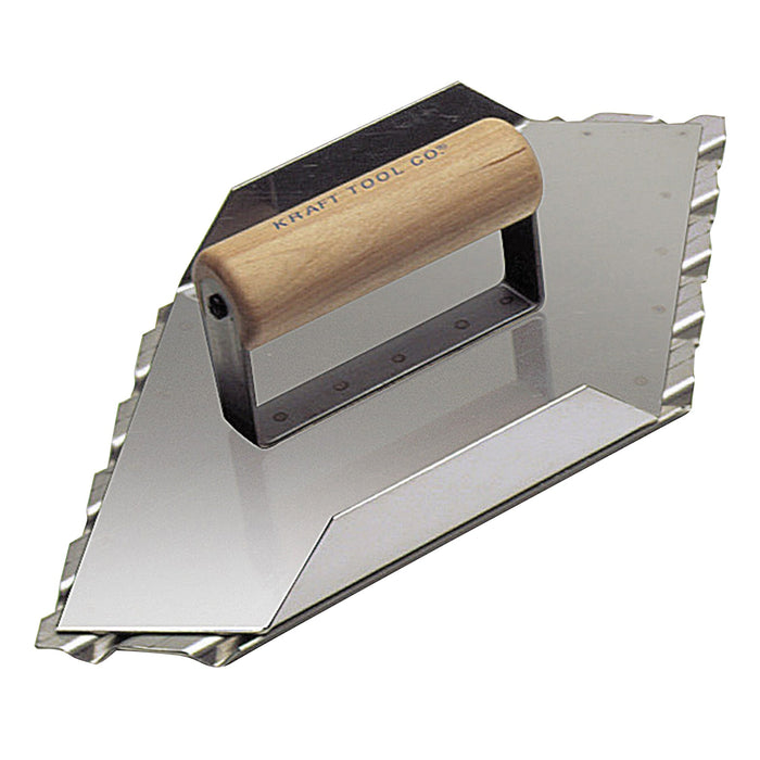 Kraft CF083 – 13-1/2" x 5-1/2" Stainless Steel Safety Ramp Hand Groover (Left, 3/4" Spacing, Wood Handle)