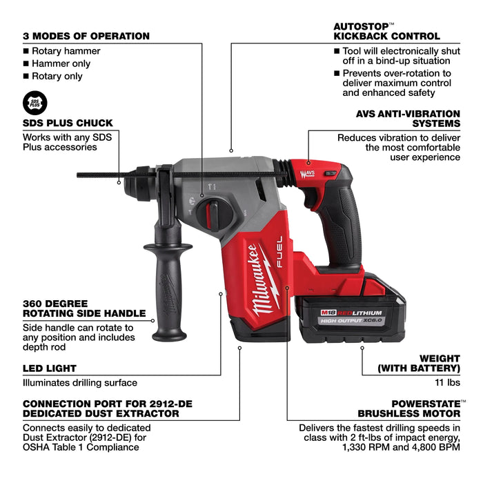 Milwaukee MI-291222 - M18 FUEL 1" SDS Plus Rotary Hammer Kit